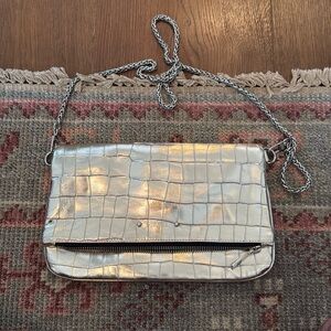 Prune - Gold Metallic Clutch / Removable silver chain